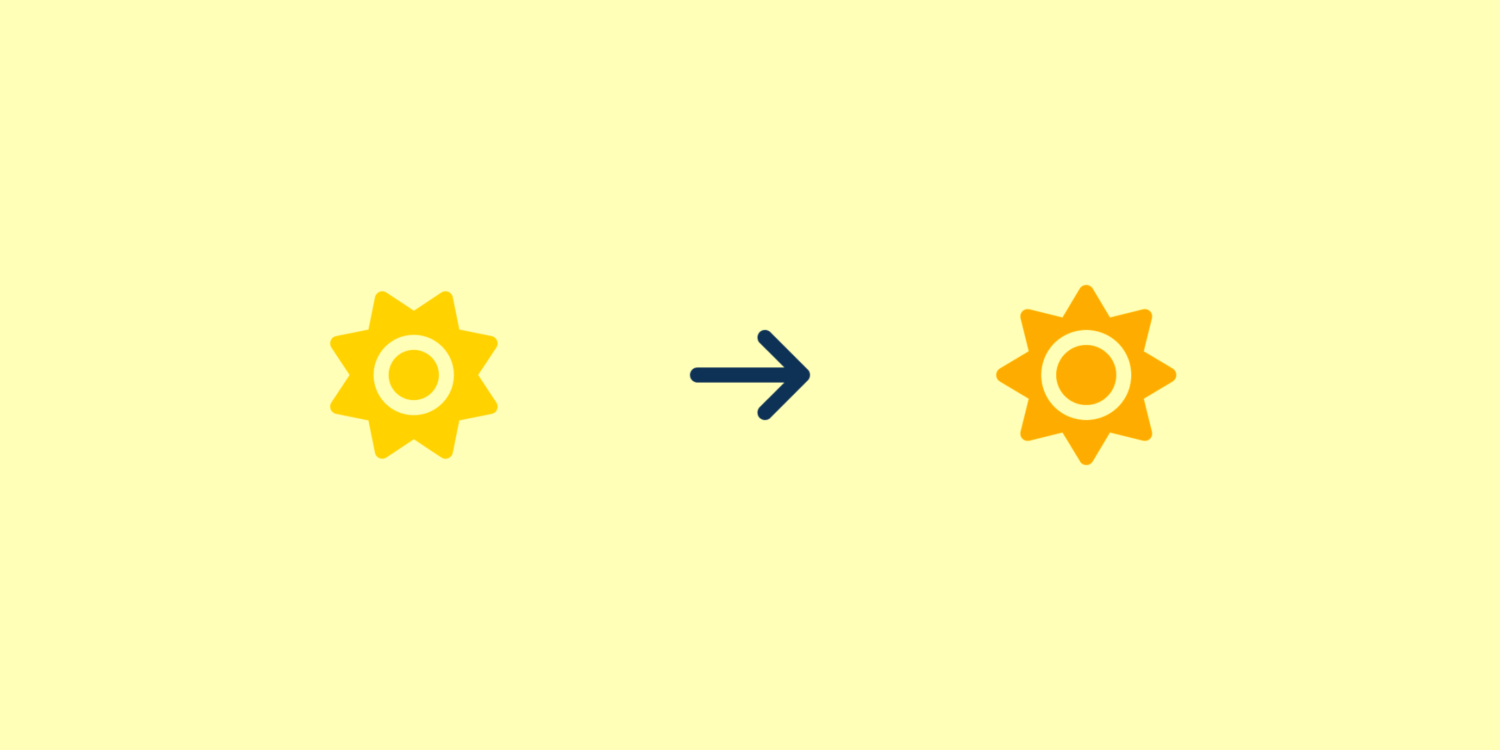 2 sun icons with an arrow between, showing the difference between the 7.1 and 7.2 versions