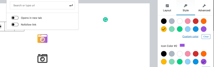 Screenshot of retro camera icon after gradient and color options have been chosen. 