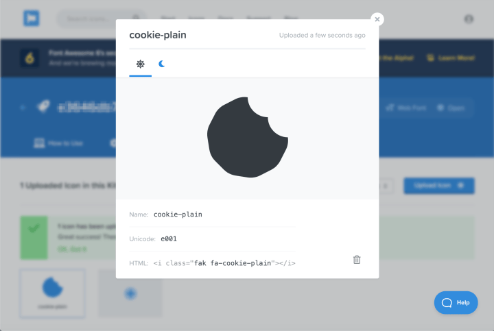 Screenshot featuring unicode html and image of a Font Awesome plain cookie icon. 