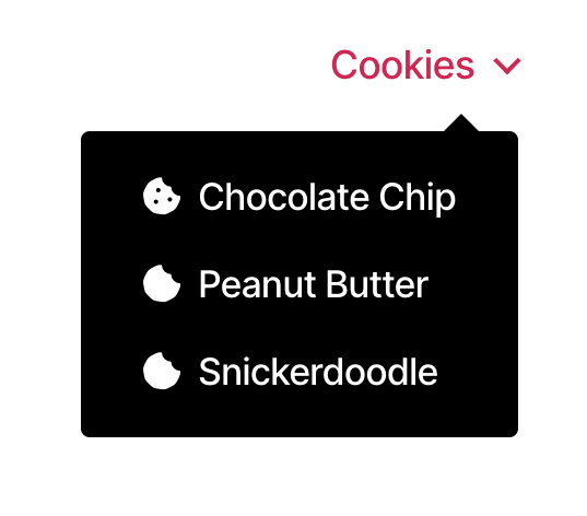 Screenshot of chocolate chip, peanut butter, and snickerdoodle cookie icons. 